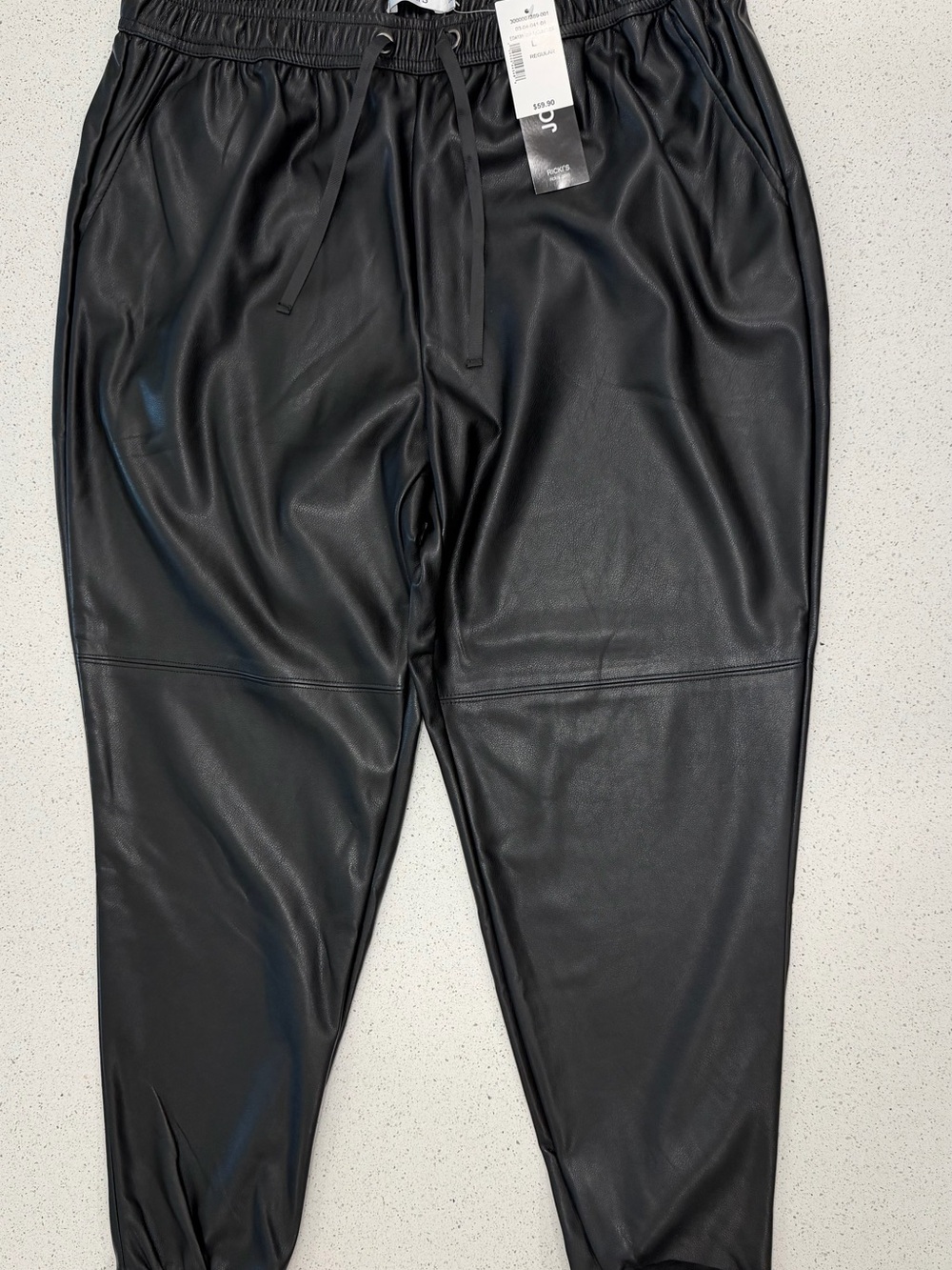 Faux Leather Joggers in Black
